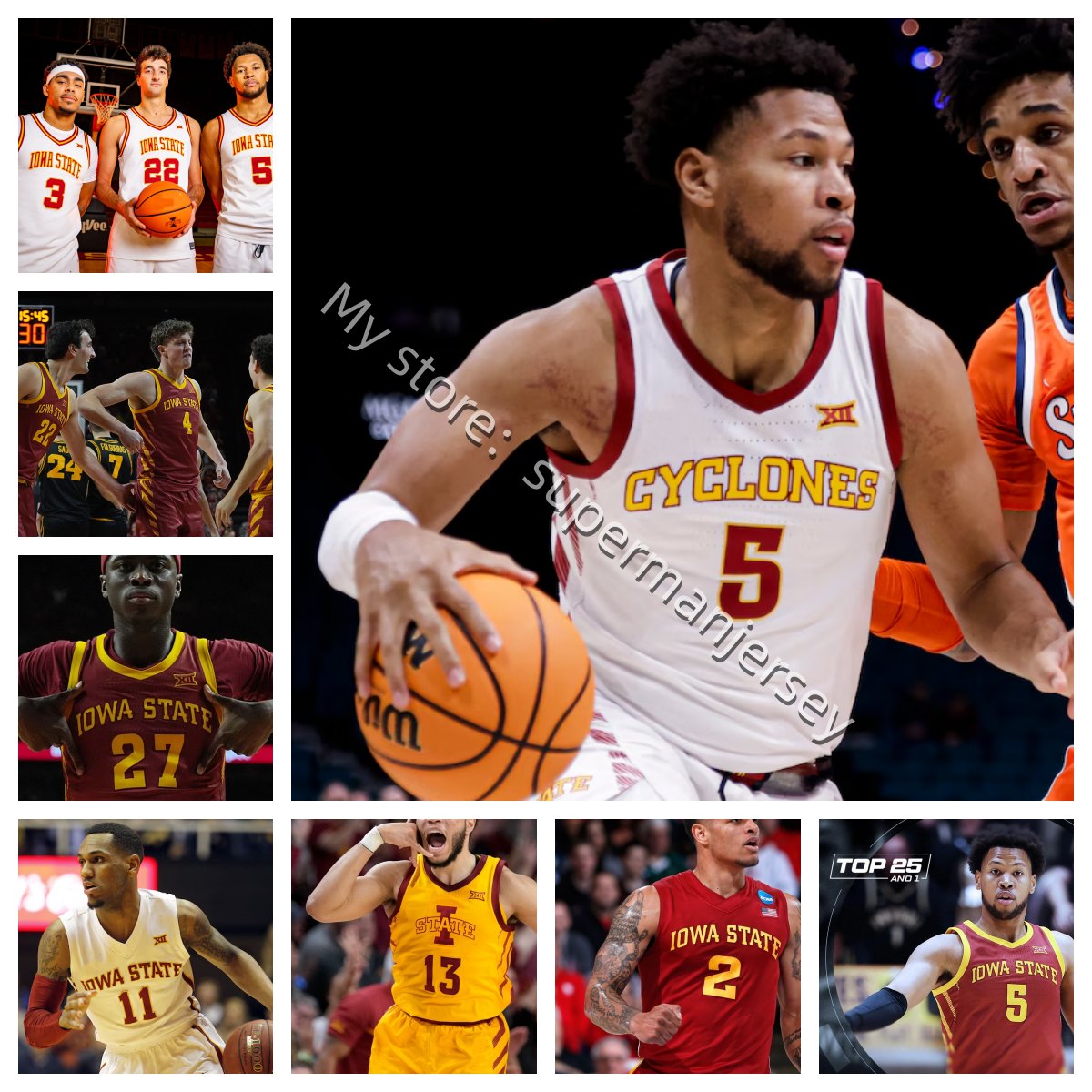 2025-26 Iowa State Cyclones College basketball jersey Heise 0 Batemon Williams Lipsey Mulder Jefferson Rise Nelson Kelderman Pleta Momcilovic Buchanan Toure S-4XL