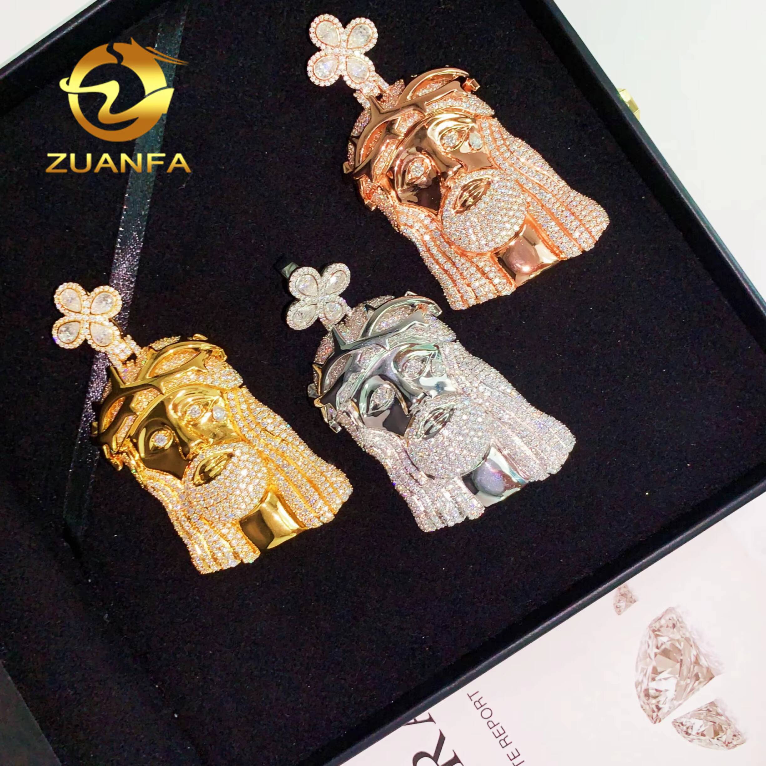 New Stocks Solid Jesus Pendant Moissanite Pendants Iced Out Jewelry Rapper Jesus Piece Custom Moissanite Pendant