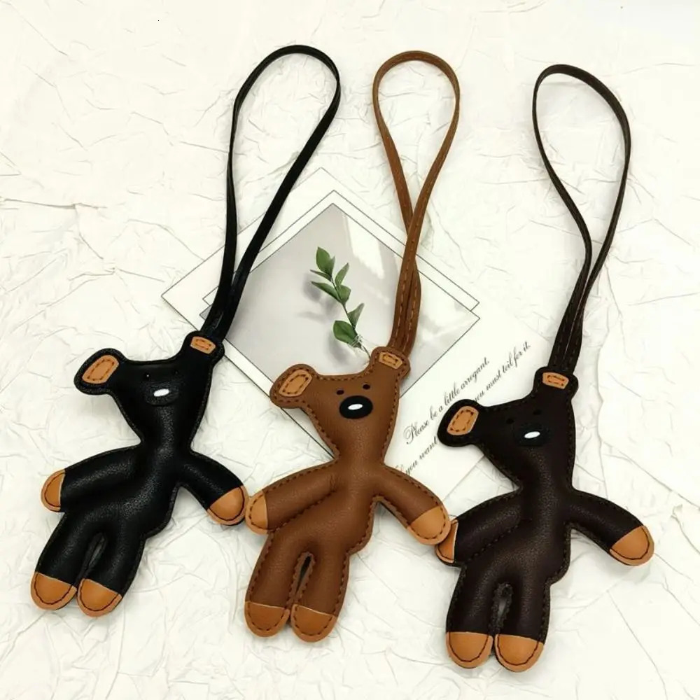 Cute PU Leather Bear Bag Pendant Shape Cartoon Keychain Kawaii Soft Stuffed Charm Charms Decorations 251219
