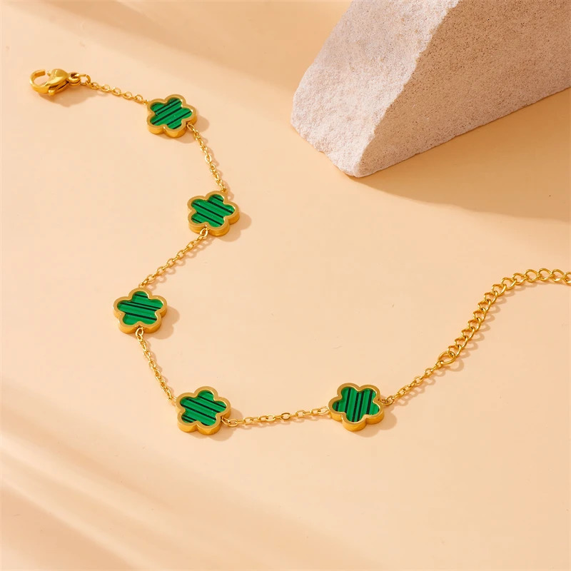 XIYANIKE 316L Stainless Steel 5-Leaf Flower Earring Bracelet Necklace Jewelry Set Exquisite Clover Accessory Women Trendy Gift 251218 - view 5