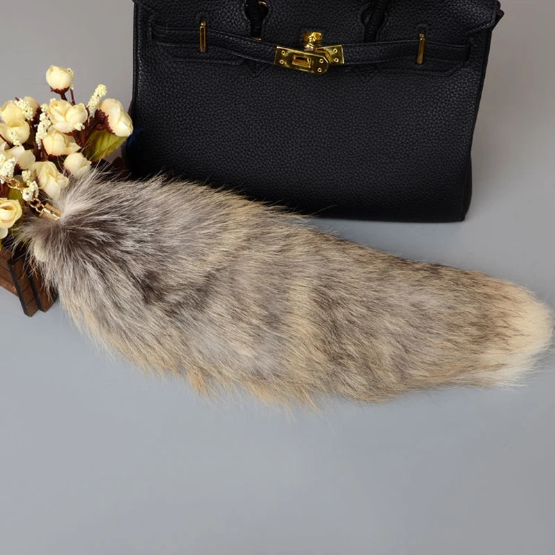 Fashion Tail Keychain Wolf Fur Tassel Bag Tag Black And Brown Pom Charm Keyring Holder Strap Chain Gifts 251219