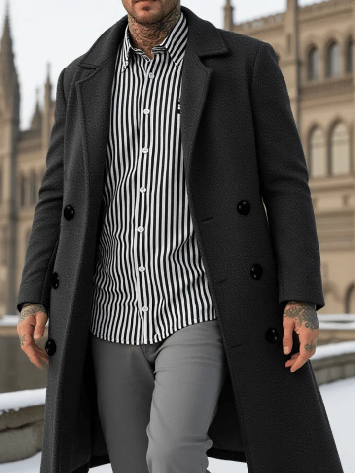 Classic DoubleBreasted Mens Wool Blends Coat Winter Thickened Overcoat Warm Windproof Wear Fashion Male Clothes 251219