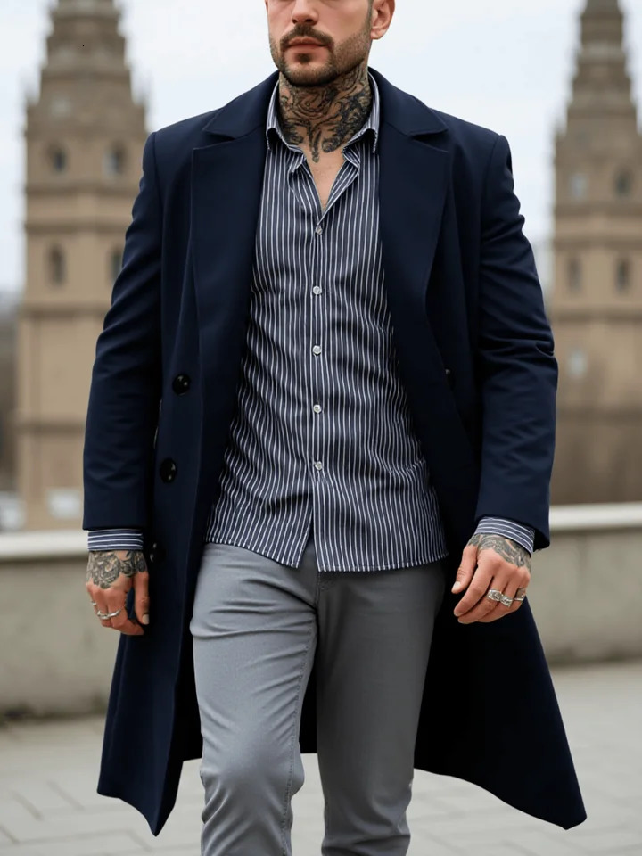 Classic DoubleBreasted Mens Wool Blends Coat Winter Thickened Overcoat Warm Windproof Wear Fashion Male Clothes 251219