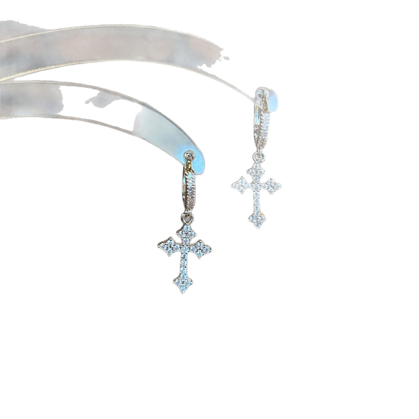 Super Shiny Zircon Cross Pendant Simple Fashion Commuting Versatile Light Luxury High-end Feel Earrings Wholesale - view 8