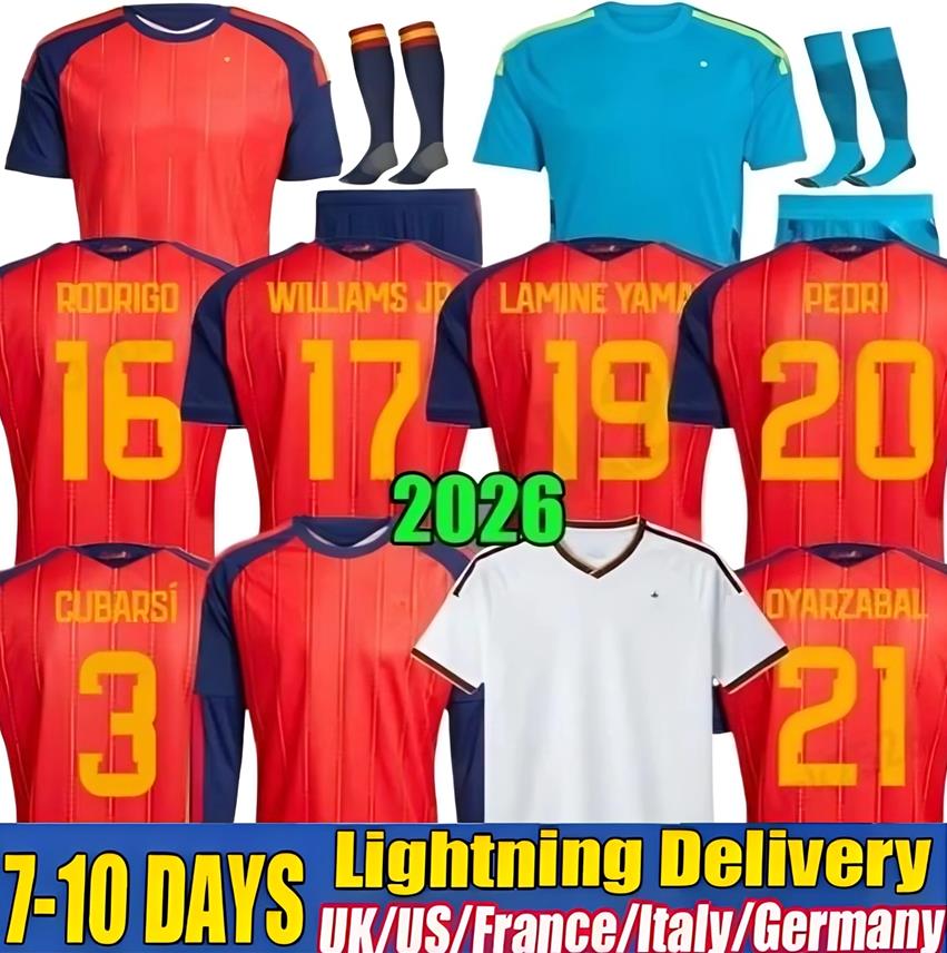 LAMINE YAMAL 2025 2026 soccer jerseys Home red 26 27 National Team PEDRI PINO MERINO SERGIO football shirt men woman kids kits spains OLMO FERRAN RODRIGO