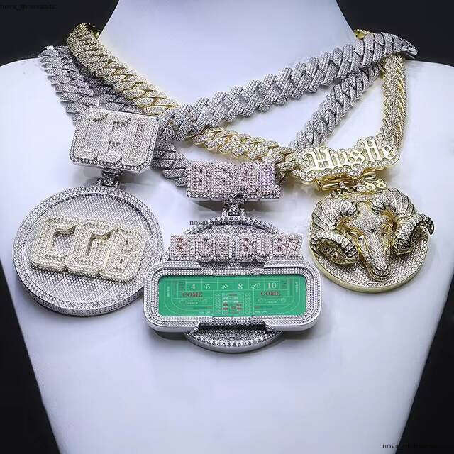 Ice out VVS Moissanite Passport Tester Premium Jewelry Sier Hip Hop Name Letter Carbon Silicon Iced Pendant