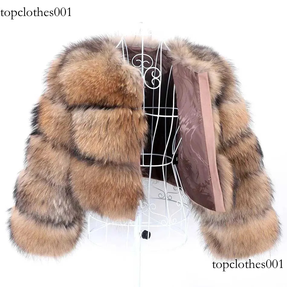 Women's Faux Real Fur Coat Womens Natural Raccoon Jacket Winter Warm High-Quality Long Style With A Hat H240705