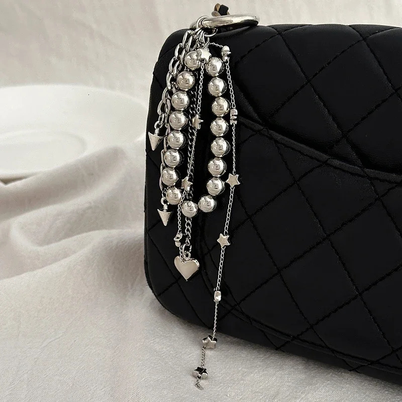 2025 Pearl Beadeds Chain Keychain Ccb Peach Heart Bead Bag Pendant Jewelry Accessories Daily Wear Gifts 251219