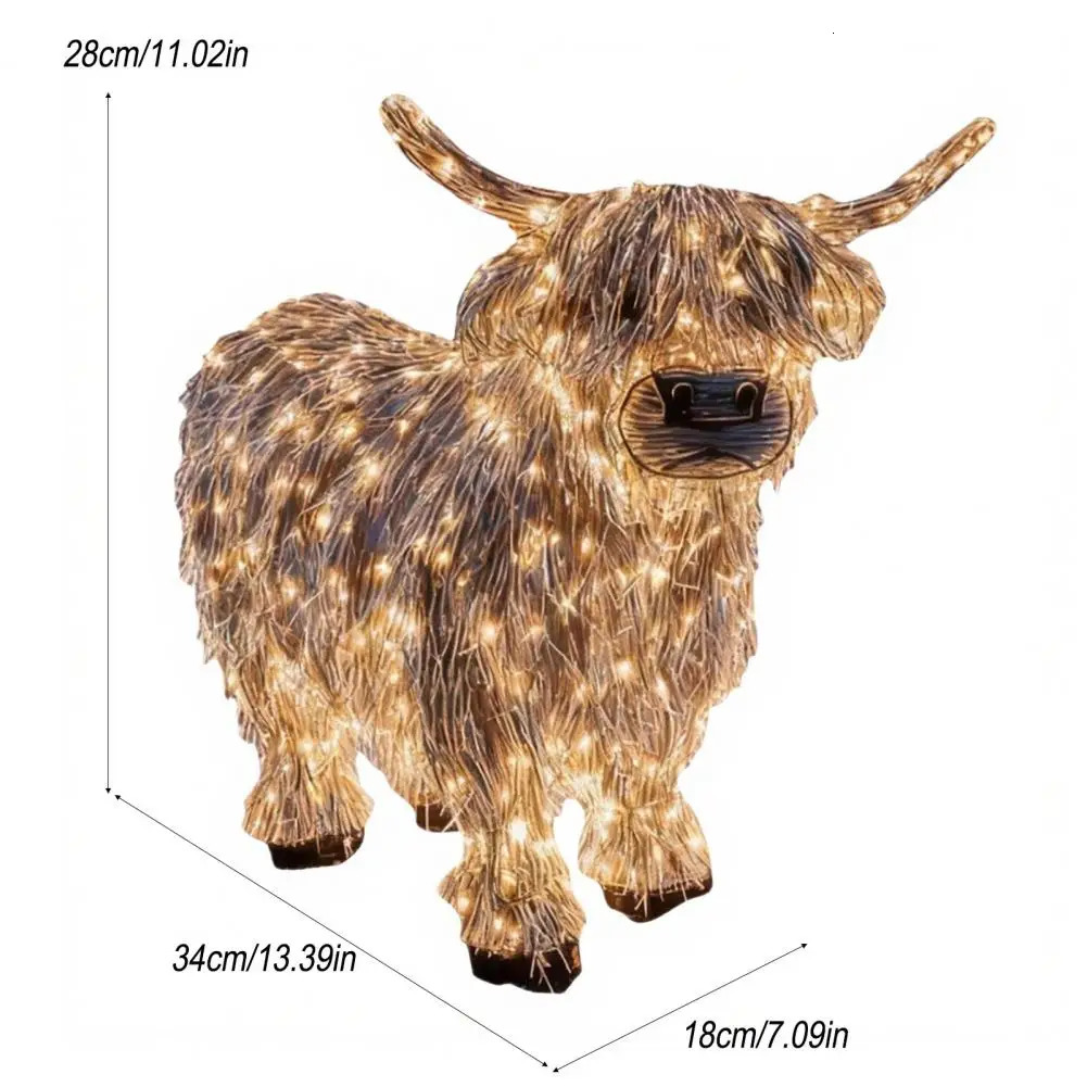 LED Light-up Highland Cow Ornament Glowing Highland Cattle Statue Indoor Outdoor Garden Farmhouse Porch Christmas Decor 251218 - view 7