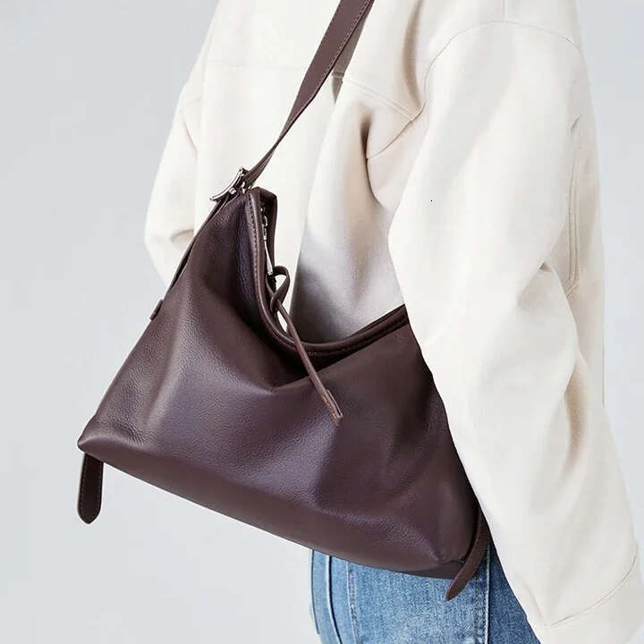 Cowhide Genuine Leather Handbags Women Casual Shoulder Bag Female Fashion Shopping Retro Large Luxury Designer Ladies Bags New