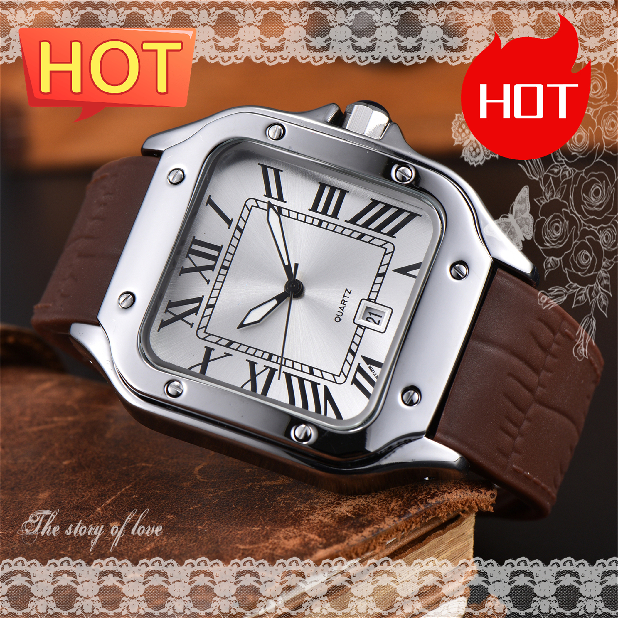 Luxury designer mens womens SANTOSity watches quartz Automatic mechanical watch stainless steel strap luminous gifts Wristwatches montre #565