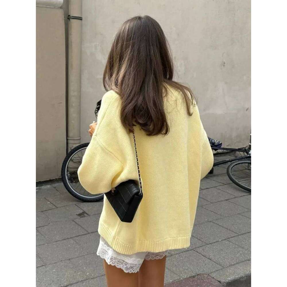 New Autumn Winter Lazy Style Letter Jacquard Knitted Women Designer Fashion 2026 Street Travel Campus Daily Office Thick Warm Sweater