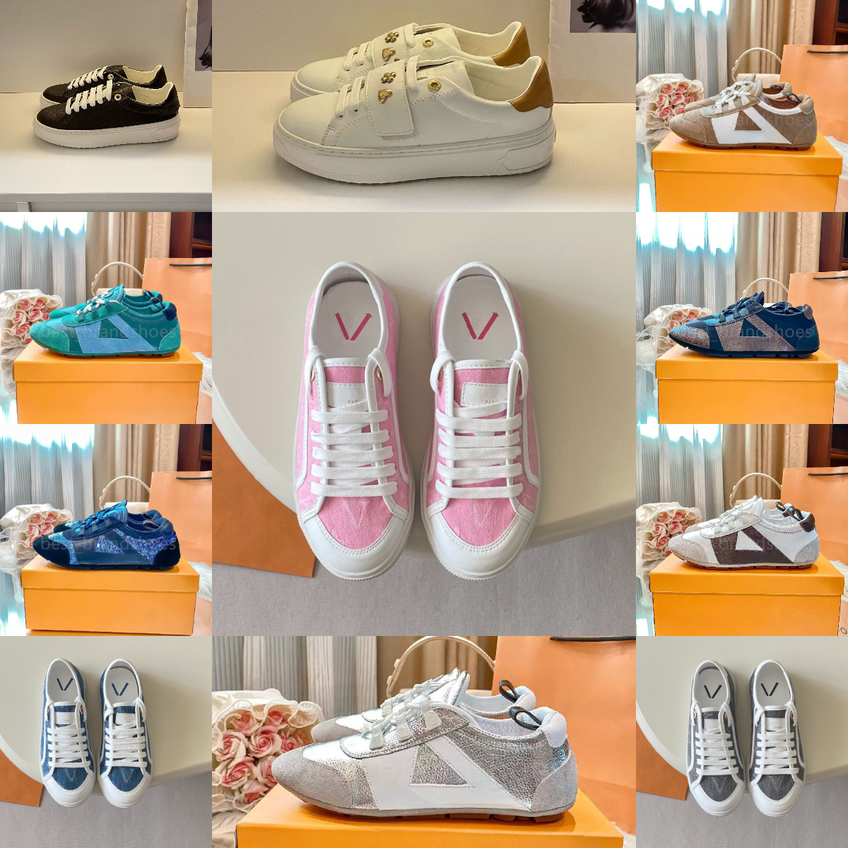 Luxury Designer loves Calf Sneakers Women Nylon Casual Shoes Brand Wheel Trainers Luxury Canvas Sneaker Fashion Platform Solid Heighten Shoe top