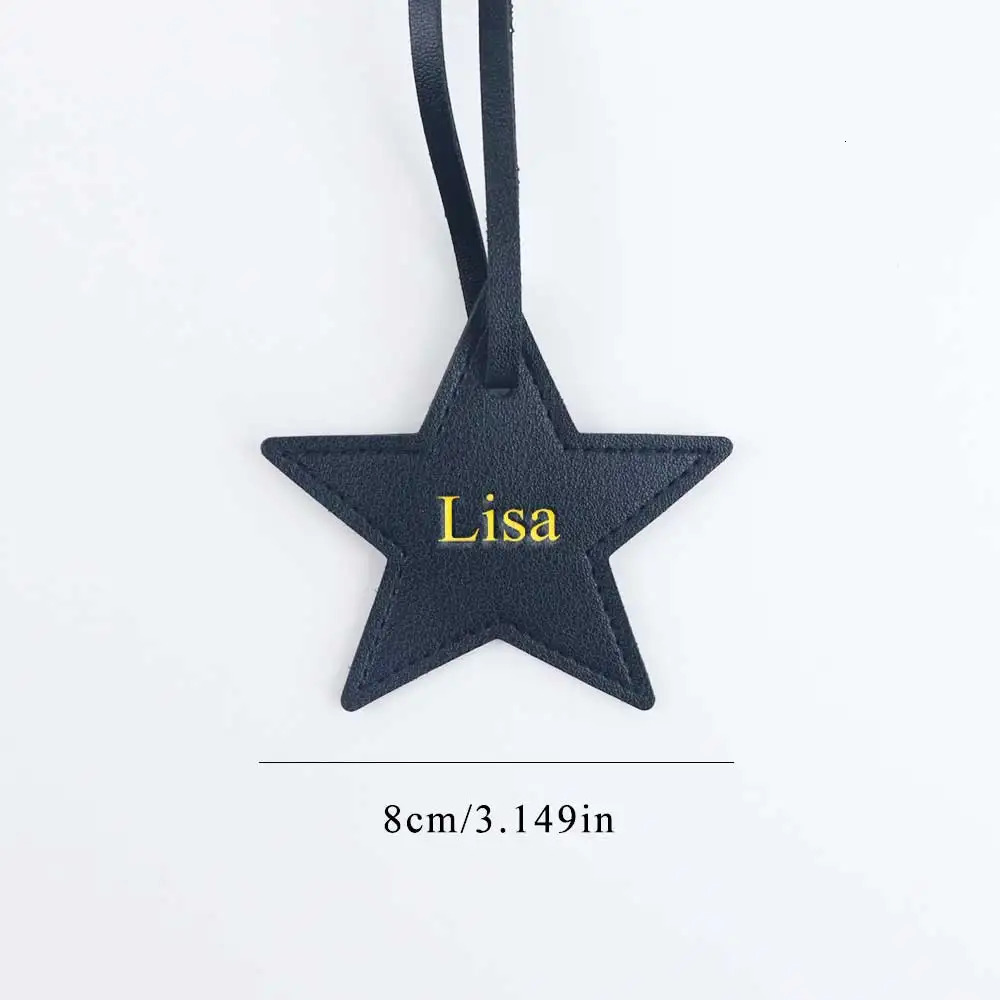 Customized name information pu leather creative fivepointed star bag decoration pendant key accessories 251219