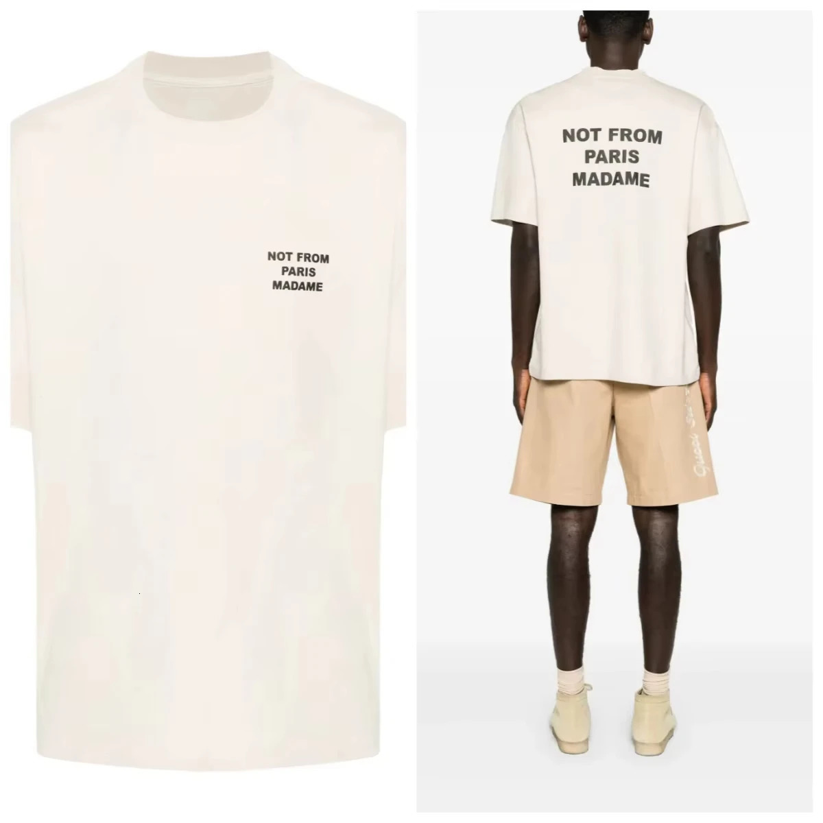 2026 Not From Paris Madame Fluorescent Letters T-shirt Mens Womens Pure Cotton Short Sleeve Y2k Fashion Street Top 251218