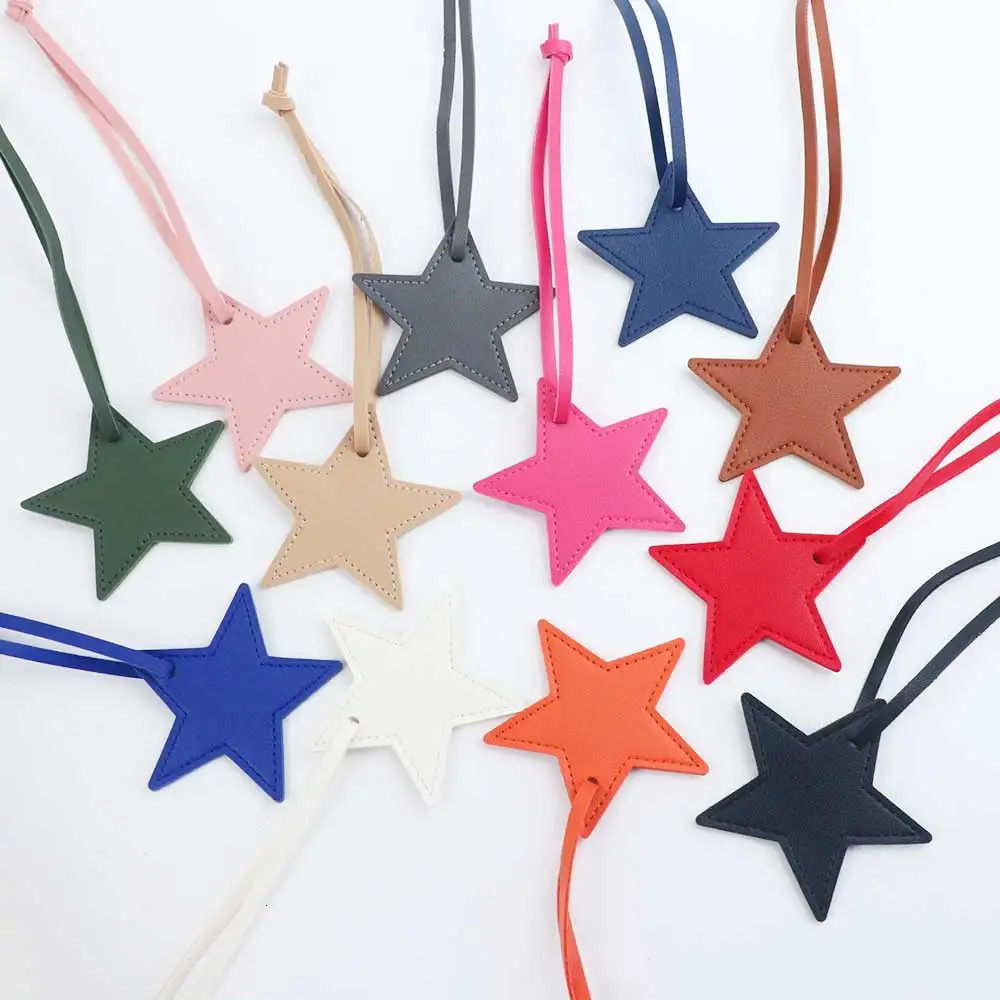 Customized name information pu leather creative fivepointed star bag decoration pendant key accessories 251219