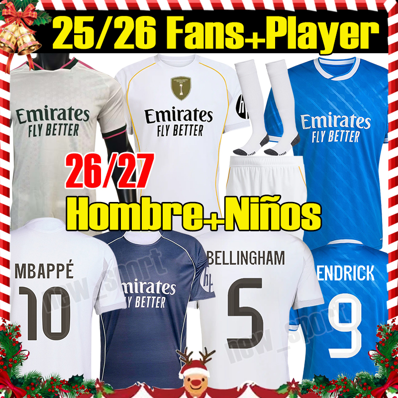 5XL 4XL 2025/26 BELLINGHAM soccer jerseys MBAPPE VINI JR fans player version VALVERDE men kids socks full sets football shirts