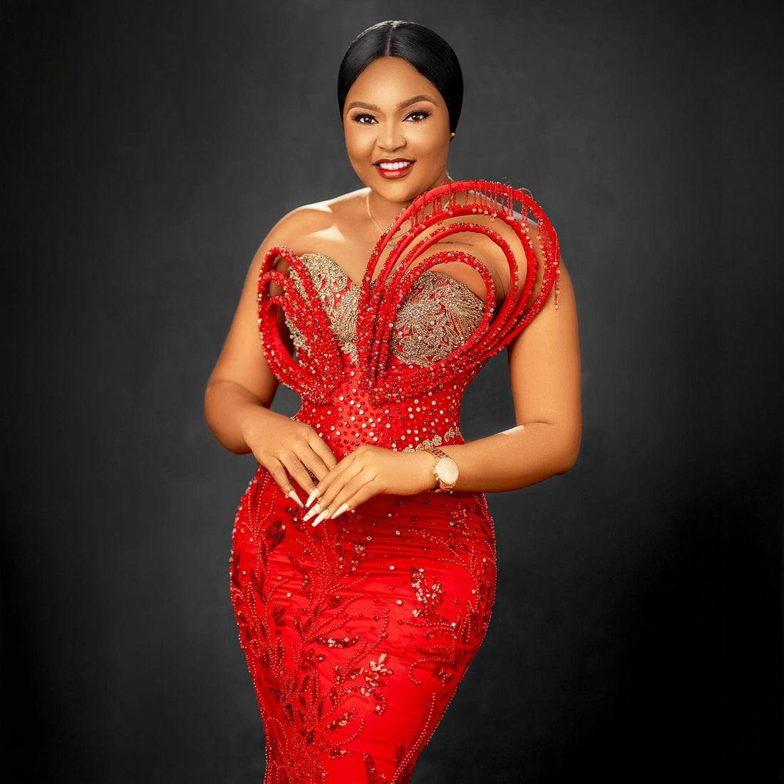 2026 African Plus Size Prom Dresses Special Occasions Red Long Evening Gowns Mermaid Beaded Lace Rhinestones Birthday Dress for Nigeria Black Women D2