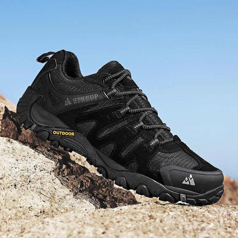 HIKEUP Mens Hiking Shoes Suede Leather Outdoor Shoes Wear-resistant Men Trekking Walking Hunting Tactical Sneakers 251217
