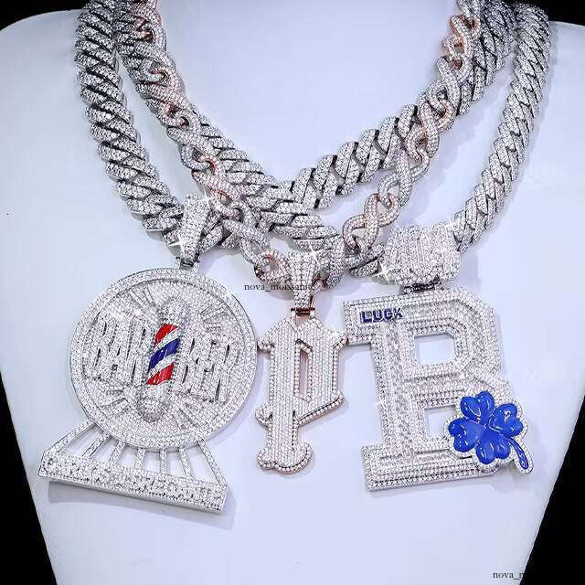 Ice out VVS Moissanite Passport Tester Premium Jewelry Sier Hip Hop Name Letter Carbon Silicon Iced Pendant