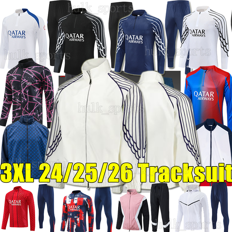 XXXL 24/25/26 Paris D.DOUE soccer sets tracksuits 4th football training suit BARCOLA KVARATSKHELIA survetement maillot foot chandal O.DEMBELE jacket adult kids