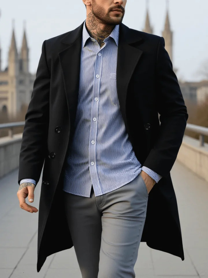 Classic DoubleBreasted Mens Wool Blends Coat Winter Thickened Overcoat Warm Windproof Wear Fashion Male Clothes 251219