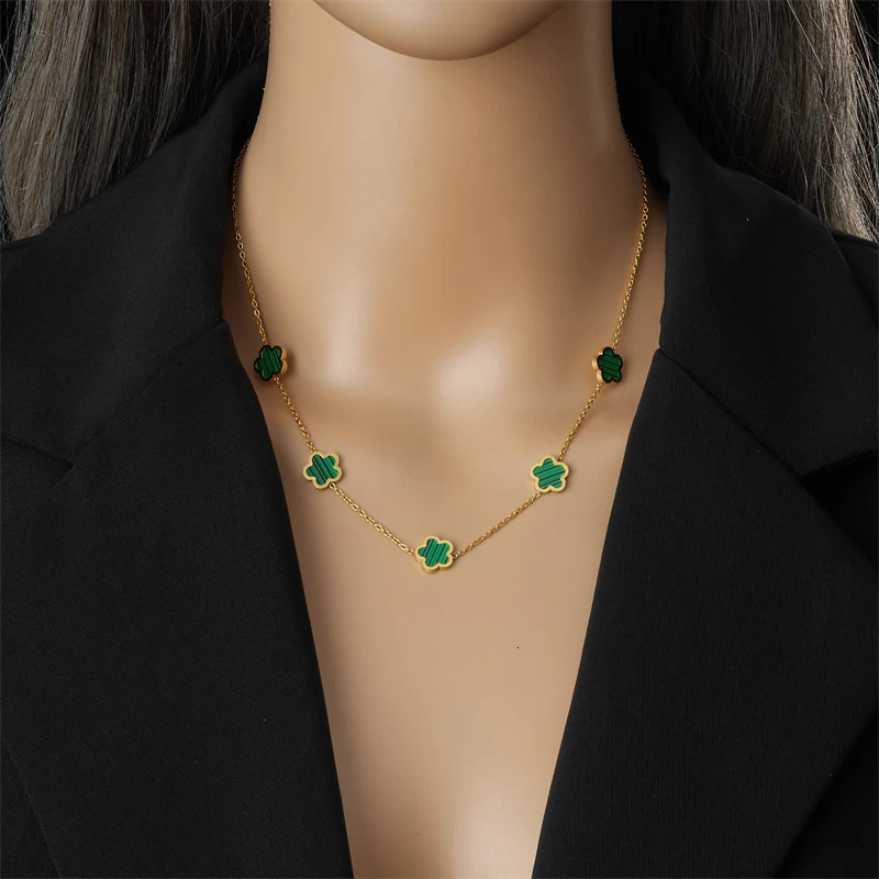 XIYANIKE 316L Stainless Steel 5-Leaf Flower Earring Bracelet Necklace Jewelry Set Exquisite Clover Accessory Women Trendy Gift 251218 - view 7