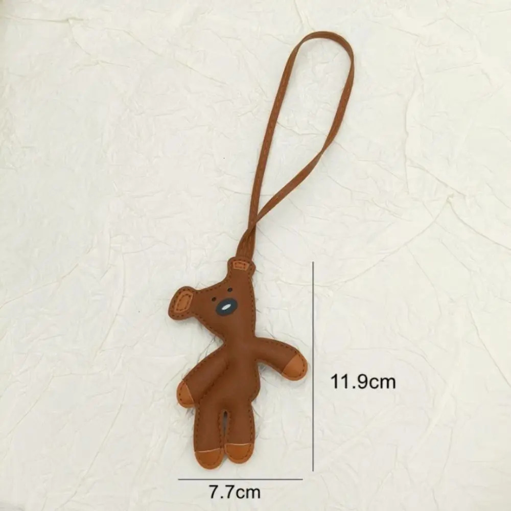 Cute PU Leather Bear Bag Pendant Shape Cartoon Keychain Kawaii Soft Stuffed Charm Charms Decorations 251219
