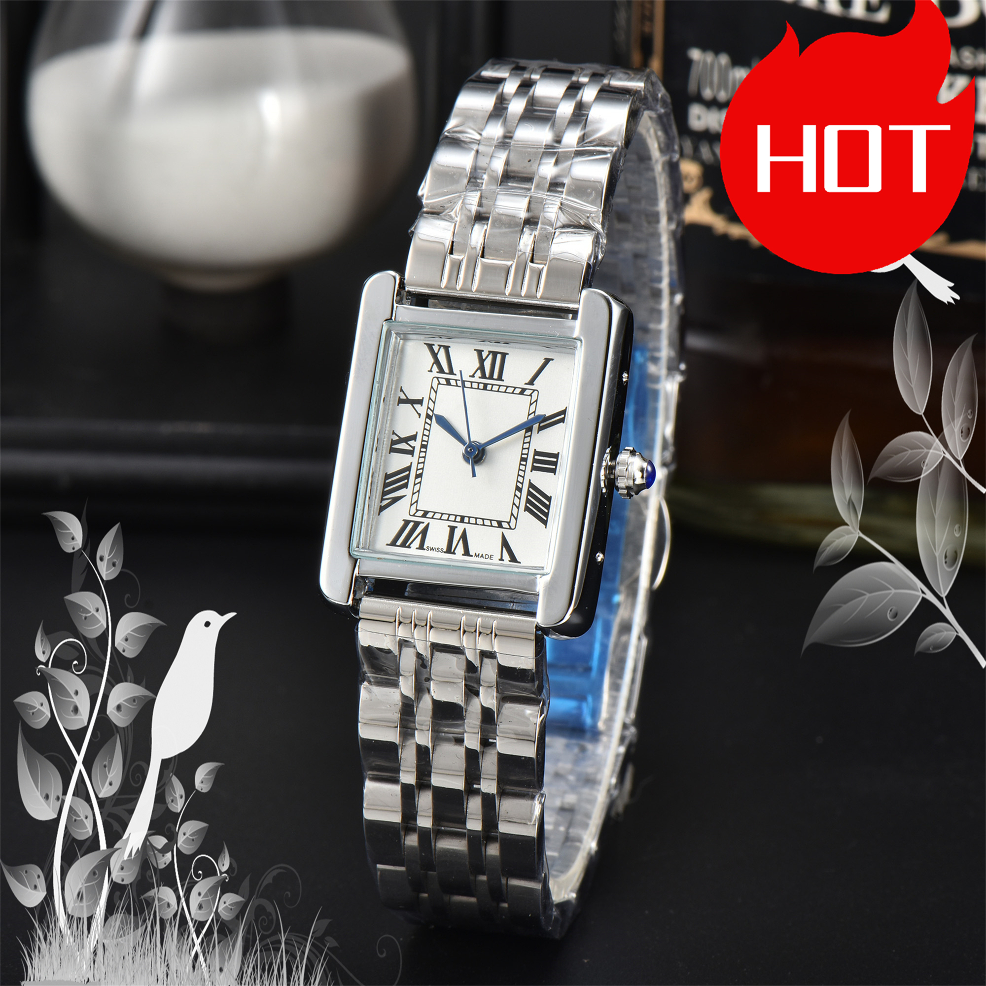 Luxury Womens TANKity Watch Square SANTOSity women Watches Quartz Movement Stainless Steel Bracelet Sapphire Glass BAIGNOIREity PANTHEREity Wristwatches