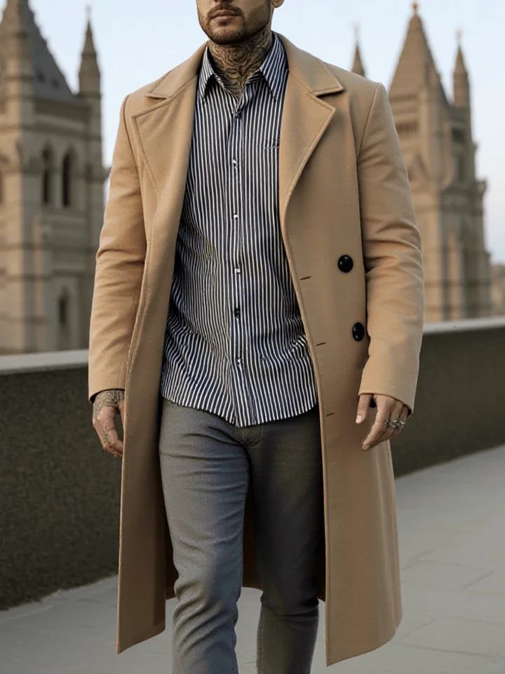 Classic DoubleBreasted Mens Wool Blends Coat Winter Thickened Overcoat Warm Windproof Wear Fashion Male Clothes 251219