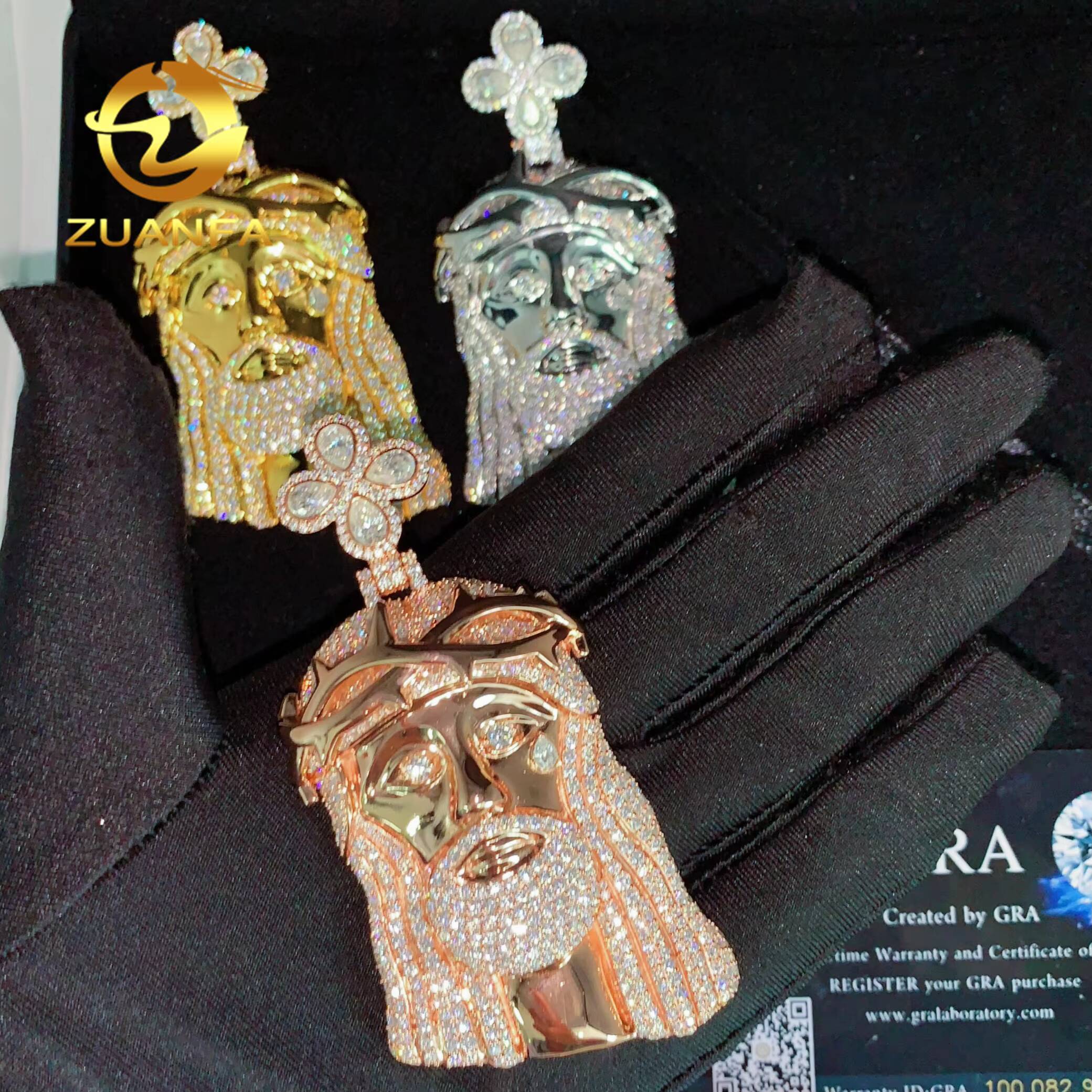 New Stocks Solid Jesus Pendant Moissanite Pendants Iced Out Jewelry Rapper Jesus Piece Custom Moissanite Pendant