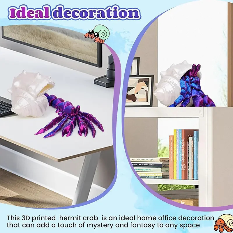 3D Printing Toys Hermit Crab Joint Movable Model Novelty Adult Toy Anti-stress Figurine Miniature Desk Accessories Birthday 251218