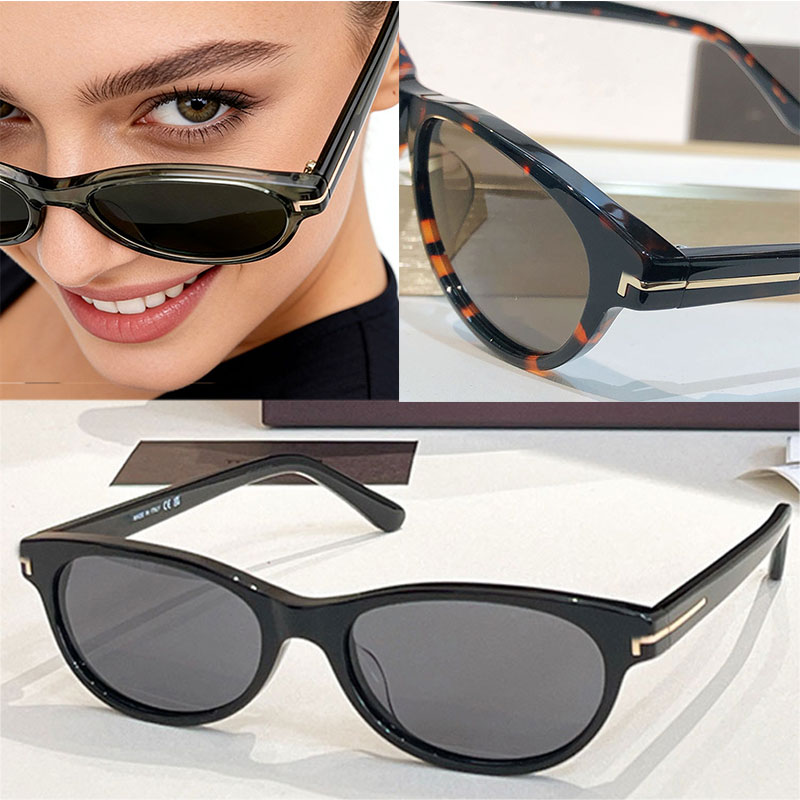 Fashion Designer Men Women Oval Sunglasses TF1310 Lady Glasses Shiny Acetate Fiber Style Temple Logo Unique Design Exquisite Ccompact Glasses UV Protection Box