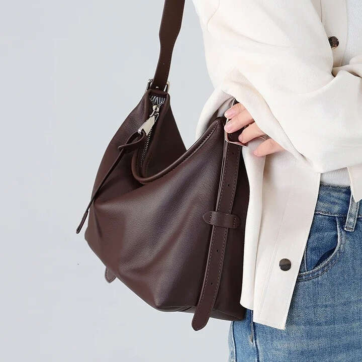 Cowhide Genuine Leather Handbags Women Casual Shoulder Bag Female Fashion Shopping Retro Large Luxury Designer Ladies Bags New