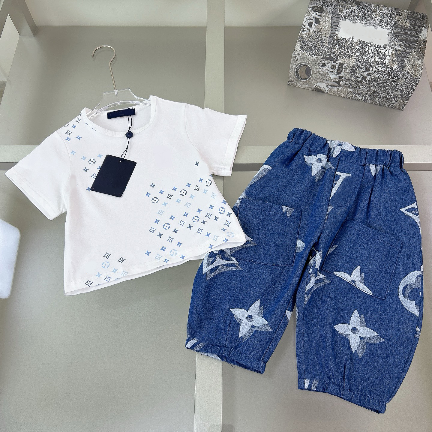 kids clothing set designer t shirt letter print short sleeve pants boys girls luxury summer outfit size 66-150 b4