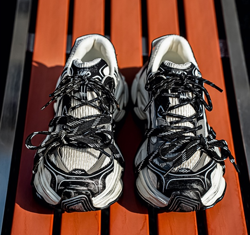 2025 New Men's Shoes Mesh Breathable Casual Sneakers Versatile Platform Sole Heightening Daddy Shoes