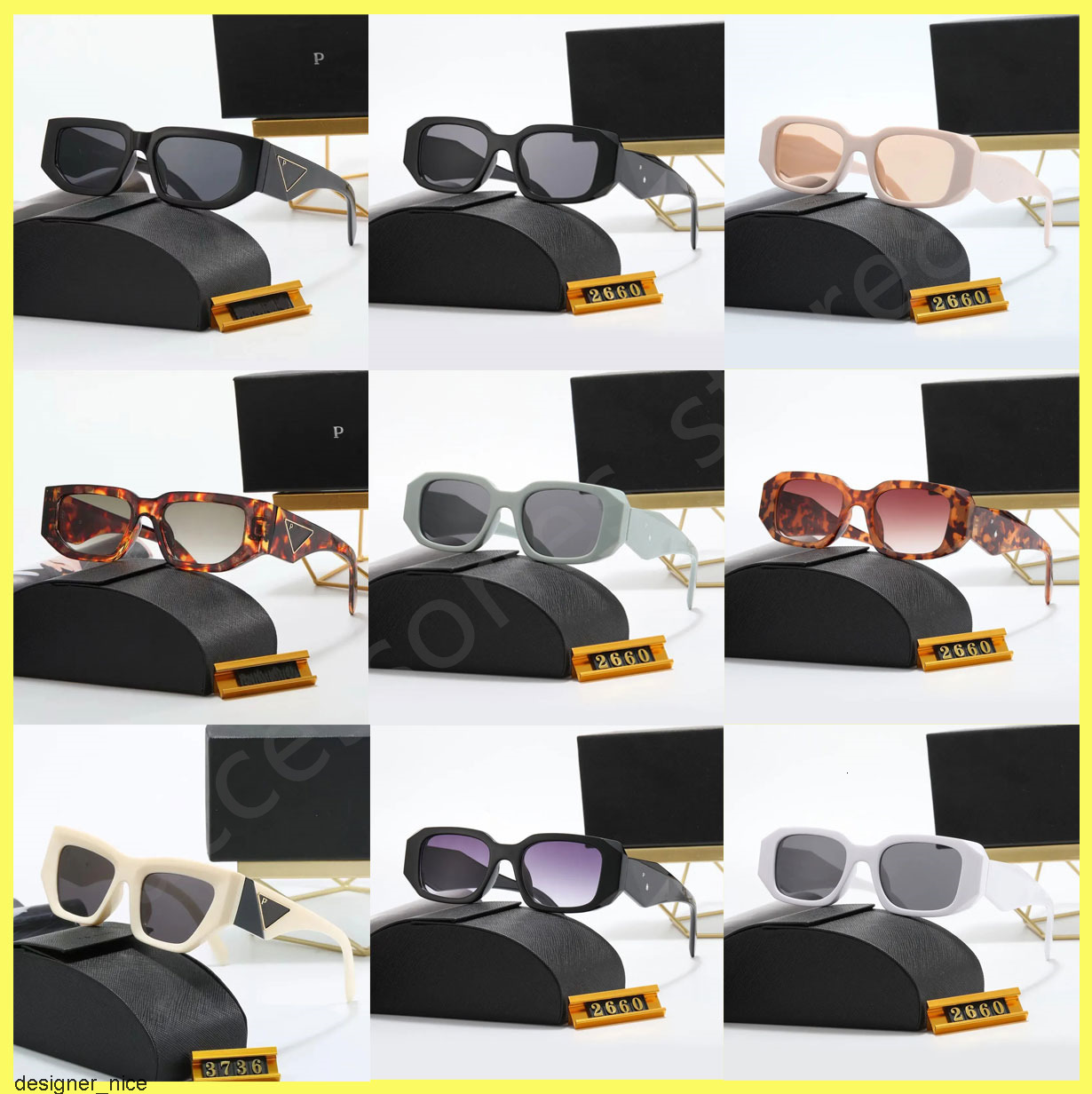 Pradasunglasse Pradat Pradas Designer Sunglasses for Women Classic Mens Eyeglasses Goggle Outdoor Beach Sun Glasses Man Woman Mix Color Optional Triangular S TC0O