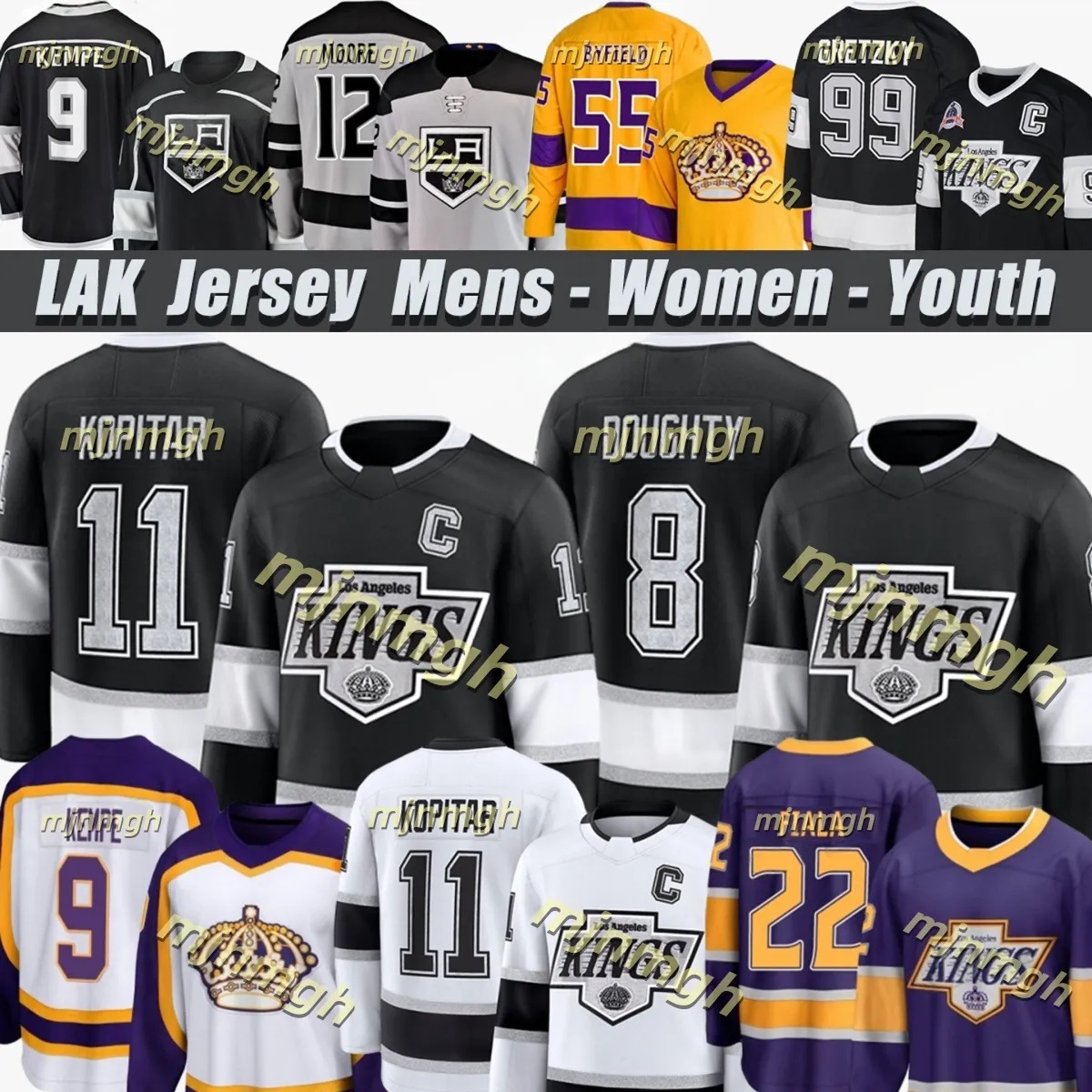 2025 #11 Anze Kopitar Jersey LA Hockey Jersey Kings Jersey #9 Adrian Kempe #8 Drew Doughty #22 Kevin Fiala #55 Quinton Byfield #99 Wayne Gretzky Jerseys