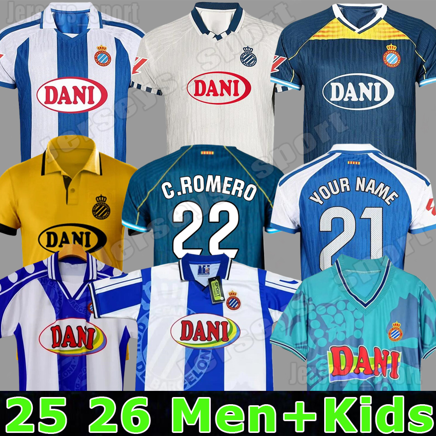 XXXL 4XL 25 26 RCD Espanyol Soccer Jerseys Retro 1998 Football Shirts 125th anniversary 2025 2026 PERE MILLA RUBIO PUADO Men Uniforms KIKE.G ROBERTO A.ROCA kids Kits