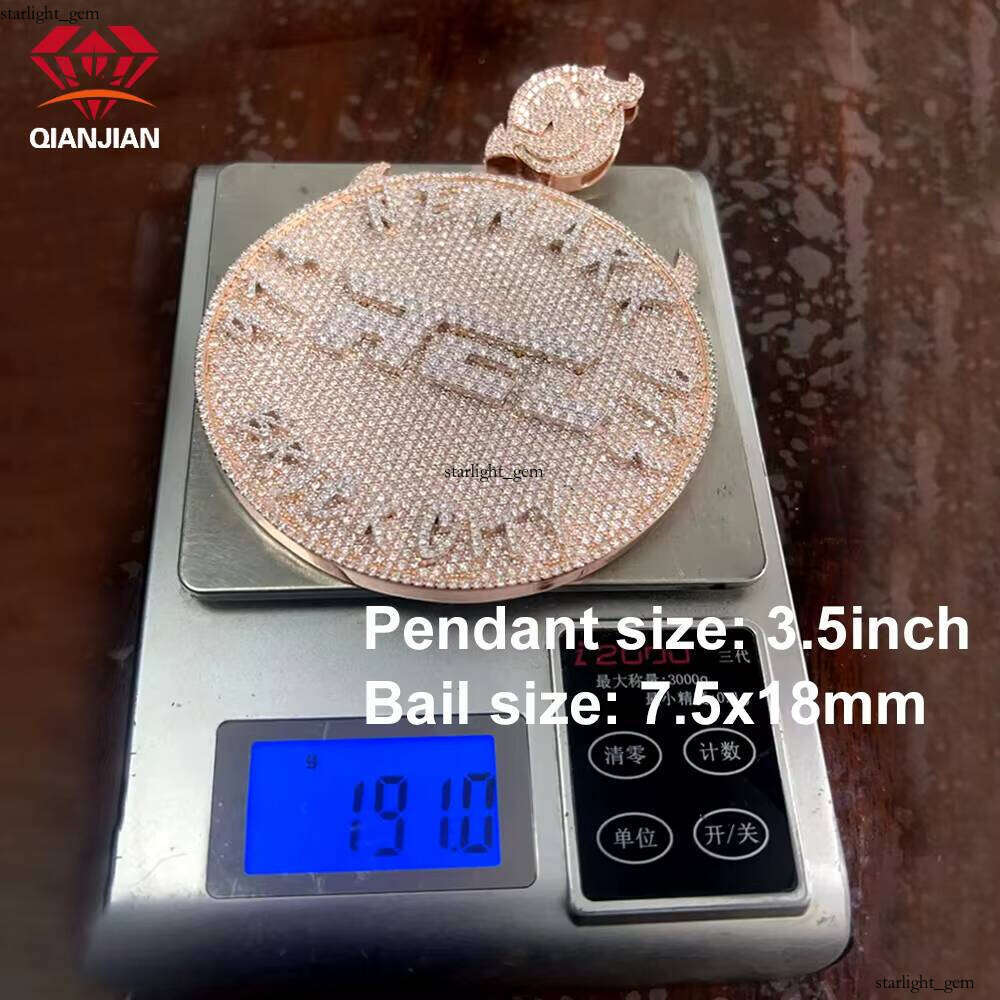 Ice out VVS Moissanite Fully Iced Out 925 Silver Pendant Gold Plated Letter with Moissanite Hip Hop Style Custom Silicon Stone Charm