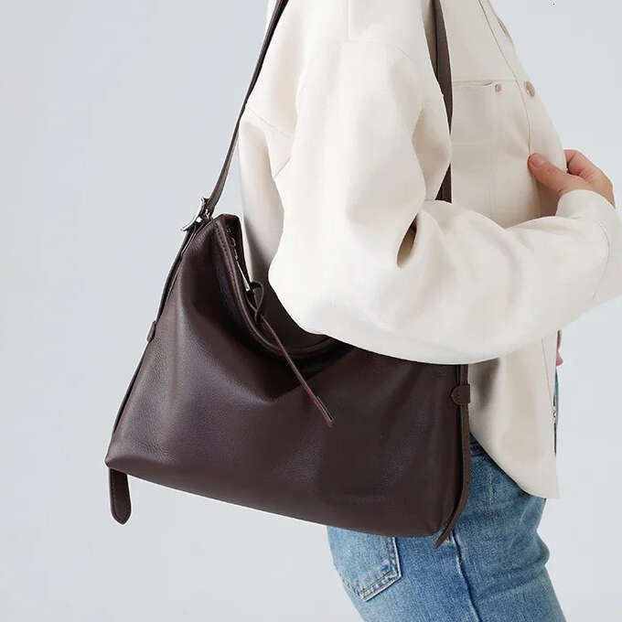 Cowhide Genuine Leather Handbags Women Casual Shoulder Bag Female Fashion Shopping Retro Large Luxury Designer Ladies Bags New