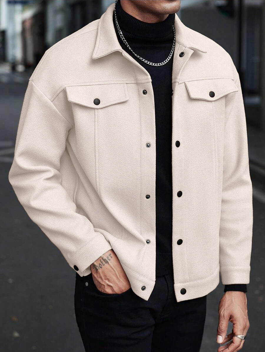Autumn & Winter New Arrival Men's Lapel Wool Blend Jacket - Casual, Sporty & Business Style