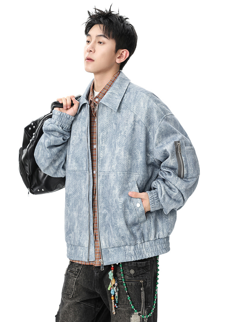 2025 New Arrival Men's Retro Tie-Dye Lapel Jacket | Autumn Winter Oversized Jacquard Streetwear Coat