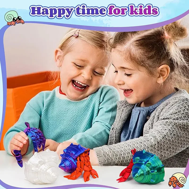 3D Printing Toys Hermit Crab Joint Movable Model Novelty Adult Toy Anti-stress Figurine Miniature Desk Accessories Birthday 251218