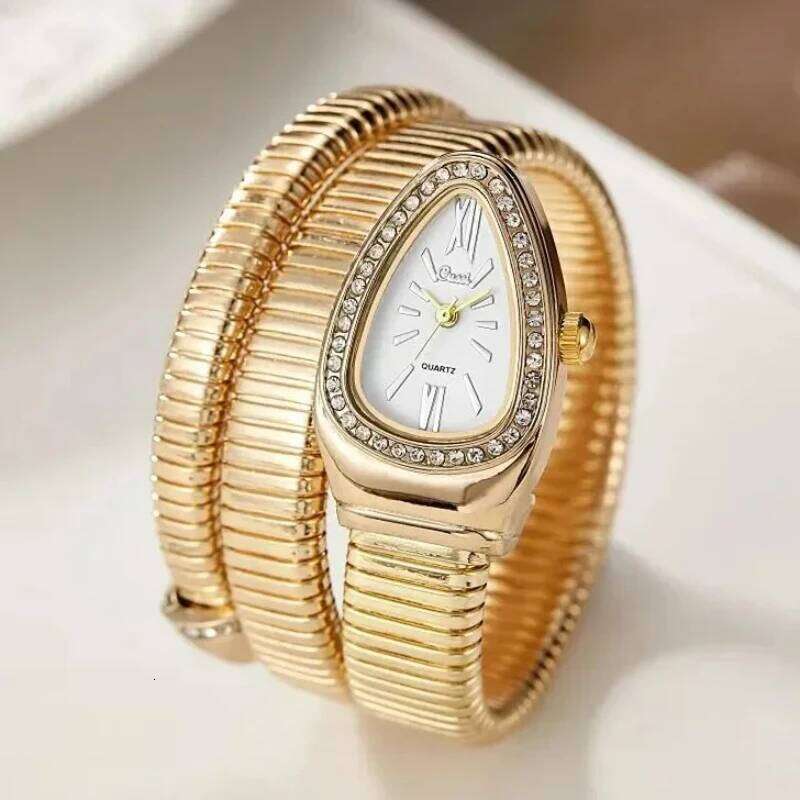 Women Luxury Stainless Steel Quartz Bracelet High-Quality Fashion Gold Ladies Wristwatch Only Watch