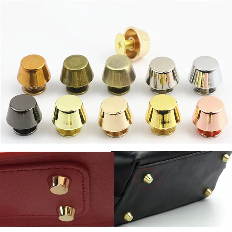 20sets Rose Gold Metal High Quality Leather Bag Handbag Purse Bottom Protecting Feet Nail Stud Belt Screwback Button Rivet Spike 251218