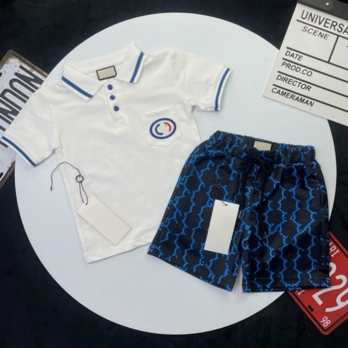 Children's clothing set designer luxury T-shirt, children's letter patterned short-sleeved short pants set for boys and girls size 90cm-150cm A30