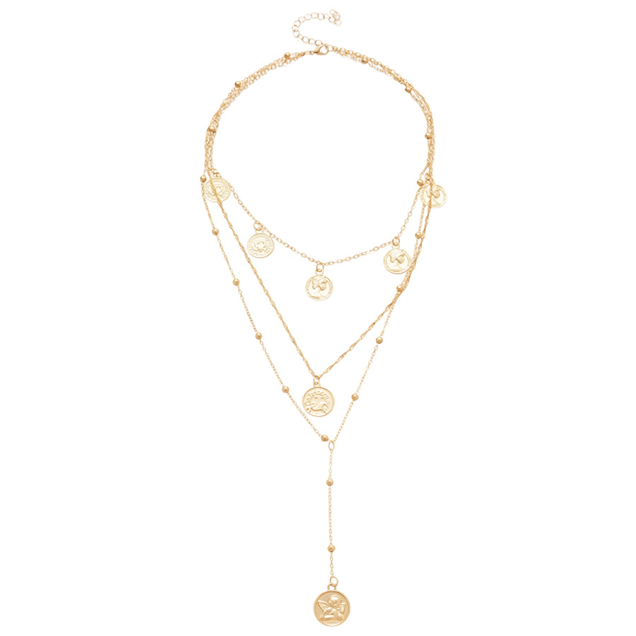 European and American Cross-Border Round Portrait Pendant Necklace Minimalist Style Light Luxury High-End Clavicle Design Sweater Chain for Women - view 9
