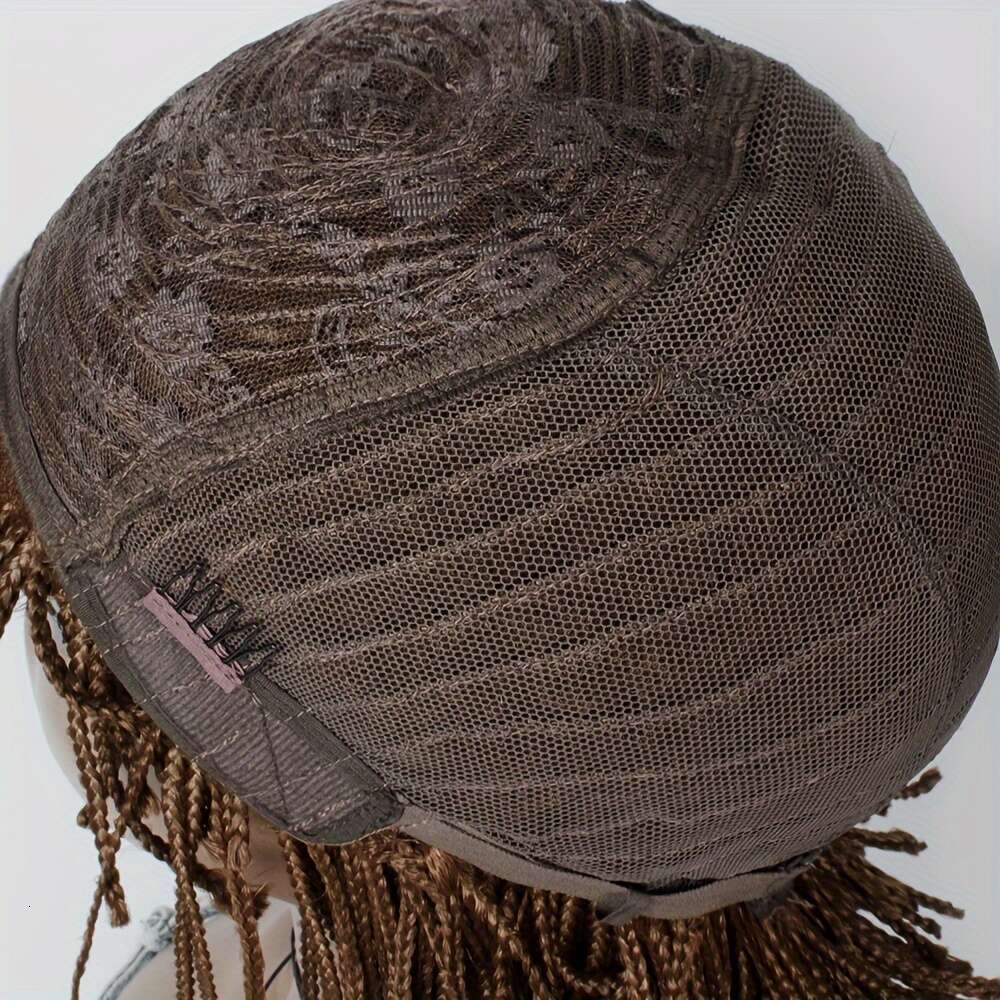 8 Inch Short Box Braid Bobo Synthetic With Bangs Cornrow Braided Wig For