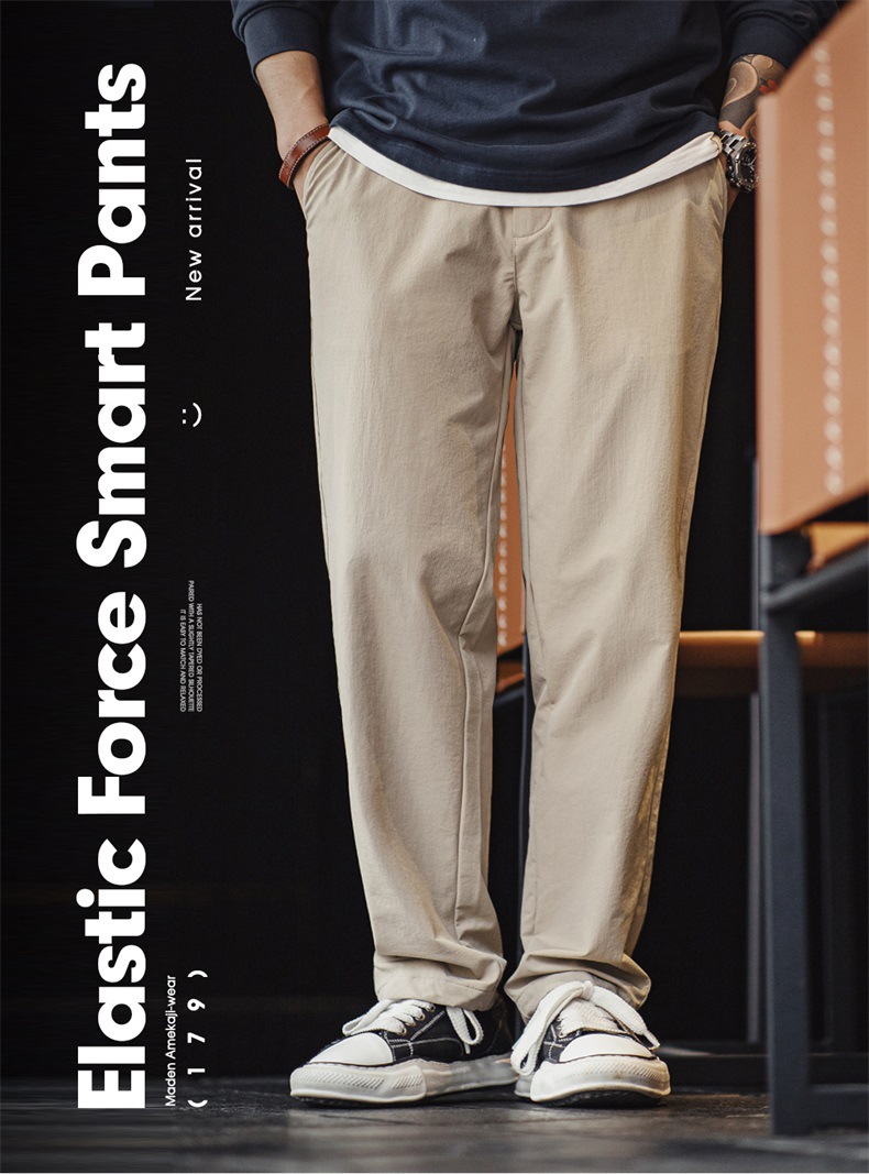 WOZK Casual Straight Clean Fit Suit Pants Men's Spring Wrinkle-Resistant Tapered Office Pants Solid Color Versatile Trousers